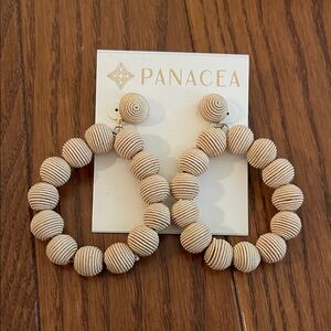 Panacea Tan Beaded Hoop Earrings